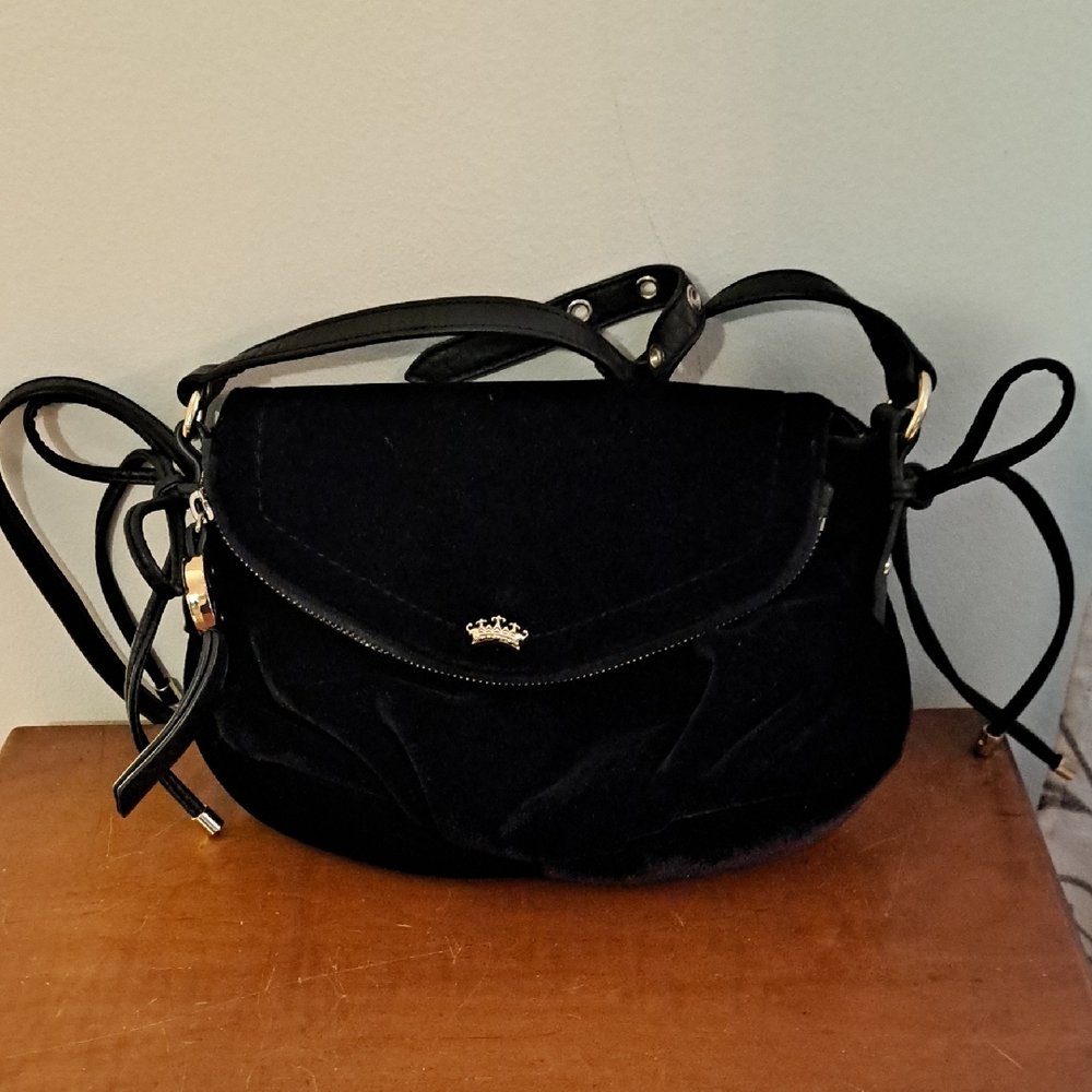 Juicy Couture Black Velvet Crossbody Bag